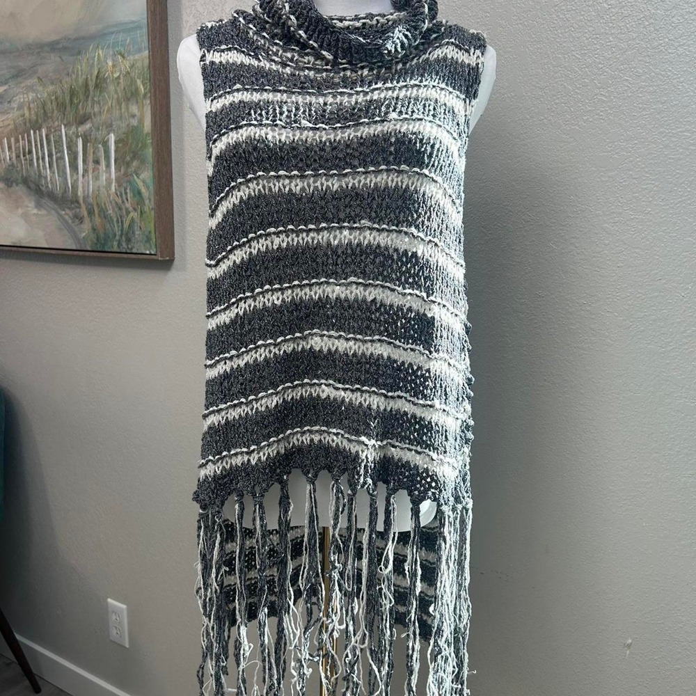 Free People Striped‎ Knit Fringe Tunic Sweater Top SP Small  Boho Festival